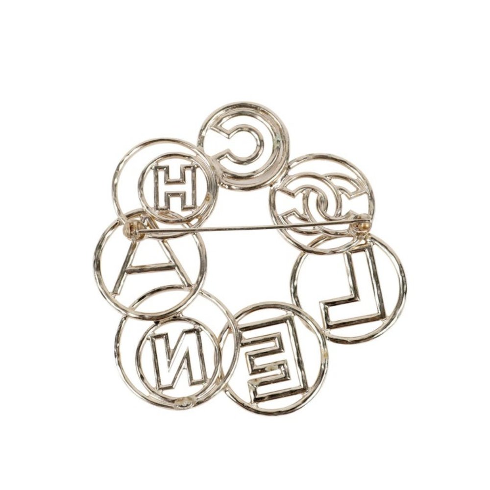 Chanel Silver Bubble Letter Circle Pin
